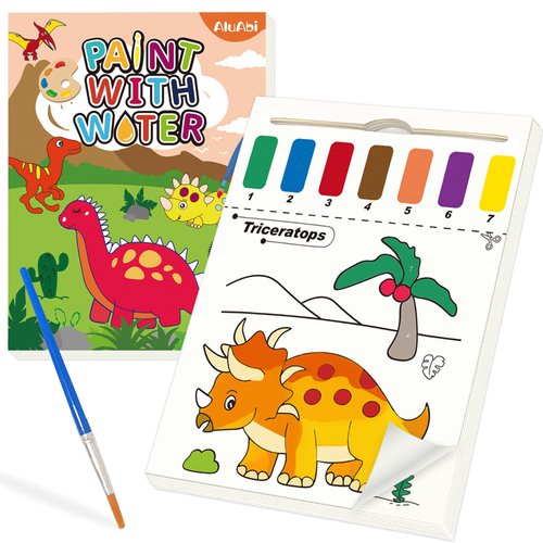 Paint with Water Books for Kid, Dinosaur Watercolor Coloring Art Craft Kit, Watercolor Painting Book Gifts for kid 3 4 5 6 7 8, Coloring Art kit for Indoor Outdoor Travel School Home