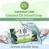 Coco Fiji Soap Bar for Face and Body Infused With Organic Coconut Oil, Coconut Lime, Essential Oil, Natural Soap for Moisturizing & Pore Purifying Skin, 7 oz,Pack of 2