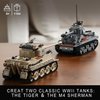 WW2 Army Tank Toys Building Kit, Create a German Tiger & an American M4 Sherman Tank Models with 1184 Blocks, Great Military Gifts for Boys Kids Age 8-14