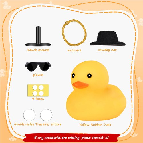 AILOVETECK Car Rubber Ducks with Duck Plug Holder, Dashboard Duck for Car Jeep Decoration, Car Ducks for Dashboard, Funny Car Dashboard Accessories Gift, Yellow Duck with Black Top Hat