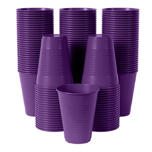 Exquisite 12 oz Purple Plastic Cups II 50 Count Bulk Pack Disposable Party Cups II Premium Quality Plastic Tumblers for Parties