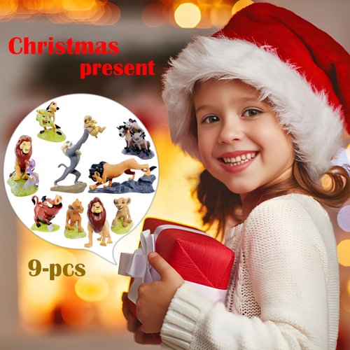 CNIUETYR The Lion King Animal Figurine Commemorative Set, Spotted Hyena&Warthog Toys, Christmas Party Cake Animal Decoration PVC Model(4.0 inch/9 Piece)