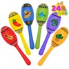 JOYIN 24 Mini Wooden Fiesta Maracas 6 Designs Noisemaker for Mexican Fiesta, Cinco De Mayo Party Favors, Musical Fun, Birthday Parties, Luau Party, Carnivals, Taco Tuesday Event