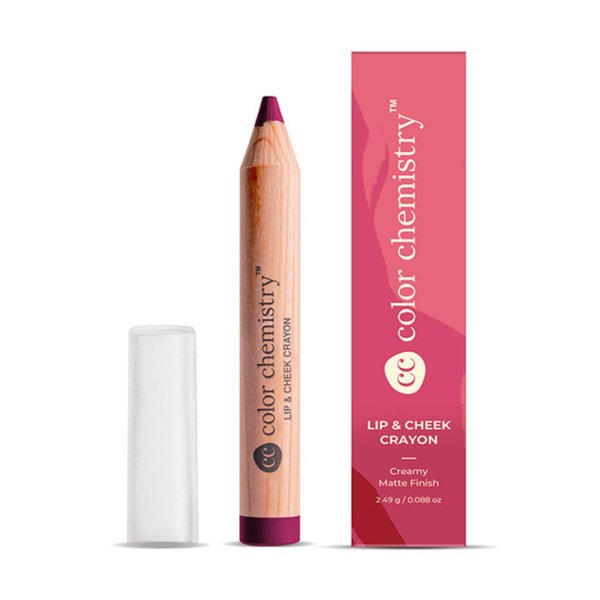 COLOR CHEMISTRY Lip And Cheek Crayon| Vegan, Ultra-Matte, Non-Drying, Pigmented & Long-Stay | Mulit-Use Lip Crayon 2.49 G (Pack Of 1) Fuchsia LC03