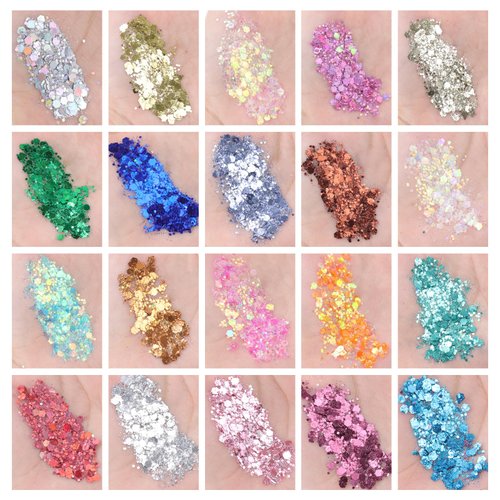 40 Colors Body Glitter Face Glitter Hair Glitter Makeup Glitter Gel, Face Glitter for Women, Glitter Gel, Glow in The Dark, for Body, Face, Hair, Glitter Eyeshadow, Glitter Makeup for Festival, Party