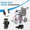 Mobility Combo Pack, Hook, Phone and Cup Holder for Walker, Portable Beverage Holder for Wheelchair and Strollers, Easy Install Wheelchair Phone Holder with Stretch Strap That Fits up to 2” Diameter