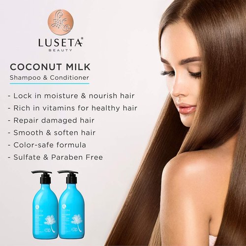 Luseta Coconut Milk Conditioner, Nourishing & Moisturizing Hair, Sulfate & Paraben Free, Keratin & Color Safe, 16.9oz Each