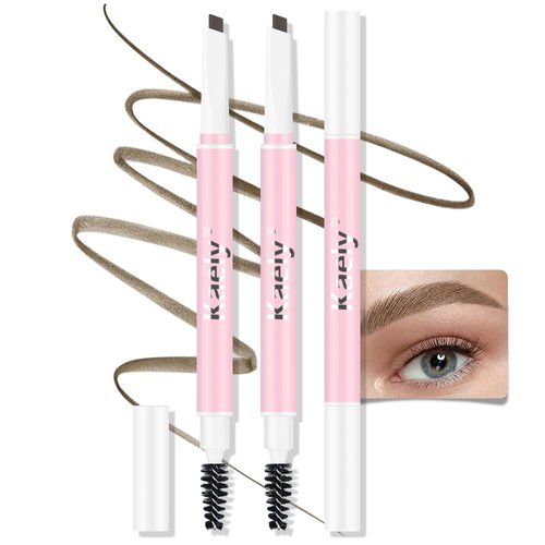 Kaely 3Pcs Waterproof Eyebrow Pencil, Longwearing Eye Brow Pencils for Women Makeup, Mechanical Eyebrow Pen with Spoolie Brush, lapiz de cejas a prueba de agua, 04 Light Brown