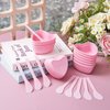 Teenyyou 10 Sets Facial Bowls Plastic Heart Shaped Facial Mask Mixing Bowl with Spatula Pink Facemask Bowl DIY Skin Care Mixing Tool Kit Esthetician Supplies for Lady Women Home Beauty Salon
