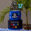 1 PCS Video Game Happy 12th Birthday Cake Topper Glitter Video Game Cake Pick Game On Controllers Twelve Cheers to 12 Years Cake Decoration for Happy 12th Birthday Party Supplies Blue