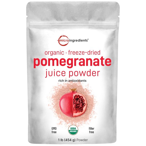 Organic Flavor Pomegranate Juice Powder for Smoothie & Beverage, 1 Pound (91 Serving), Freeze Dried & Cold Pressed, Natural Vitamin C (Immune Vitamin), Support Immune System, Vegan Friendly