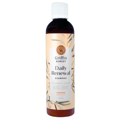 Griffin Remedy Moisturizing Daily Shampoo - All Natural with Essential Oils, Sulfate Free, Paraben Free - Color Safe Shampoo to Moisturize, Soften and Strengthen All Hair Types, 8 fl oz