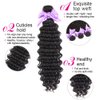 3 Bundles Deep Wave Virgin Human Hair with Lace Frontal Unprocessed Human Hair Extensions Natural Black Color (10 12 14+10)