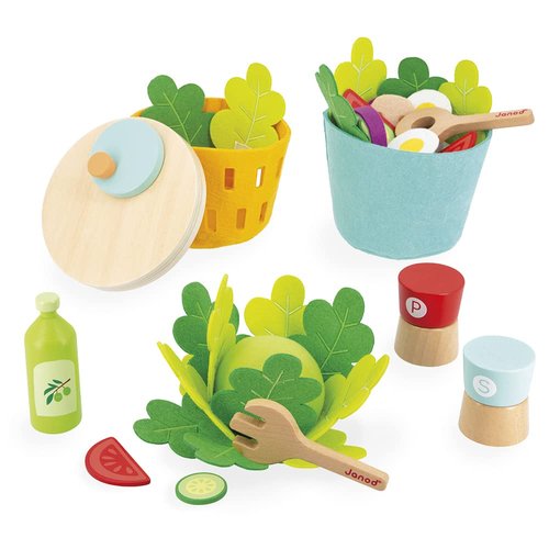Janod - My Mixed Salad - 33 Piece Pretend Play Kitchen Set - 3 Years + J06595