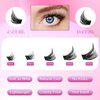 DIY Lash Extension Kit 144pcs Cluster Lashes Individual Eyelash Extension with Super Thin Band 8-16mm Mixed Tray D Curl Soft Fluffy False Eyelashes Natural Look with Glue for Self Application at Home