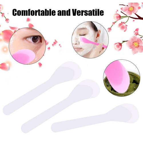 Ericotry 50 PCS 5 Inch Plastic Cosmetic Spatula Transparent Professional Makeup Tools Facial Cream Mask Spatula Spoon for Makeup DIY Mixing and Sampling