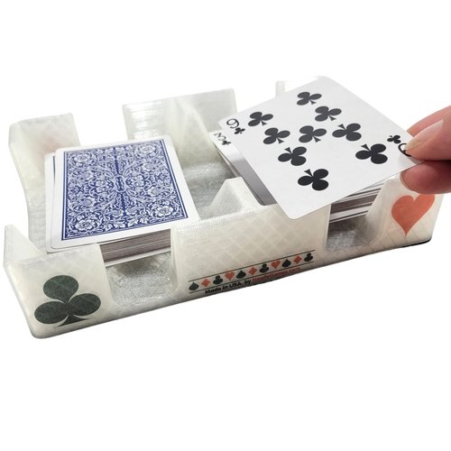 Busting with Pips Playing Card Tray - Sides Have a Heart, Club, Diamond, Spade Pattern - Plastic Caddy for Card Games Like Canasta, Rummy, UNO (Crystal)