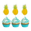 24Pcs Luau 3D Pineapple Cupcake Toppers Tropical Pineapple Leaf Aloha Cupcake Picks for Summer Hawaiian Luau Tropical Theme Baby Shower Birthday Wedding Party Cake Decorations Supplies