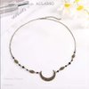Aularso Vintage Head Chain Crescent Moon Hair Chain Black Crystal Headpieces Jewelry Pron Fashion Headbands Halloween Hair Accessories for Women and Girls (Bronze)