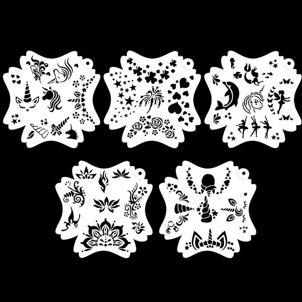 Bowitzki Reusable Face Paint Stencils for Body Art Painting Halloween Christmas Makeup Stencils (Unicorn)