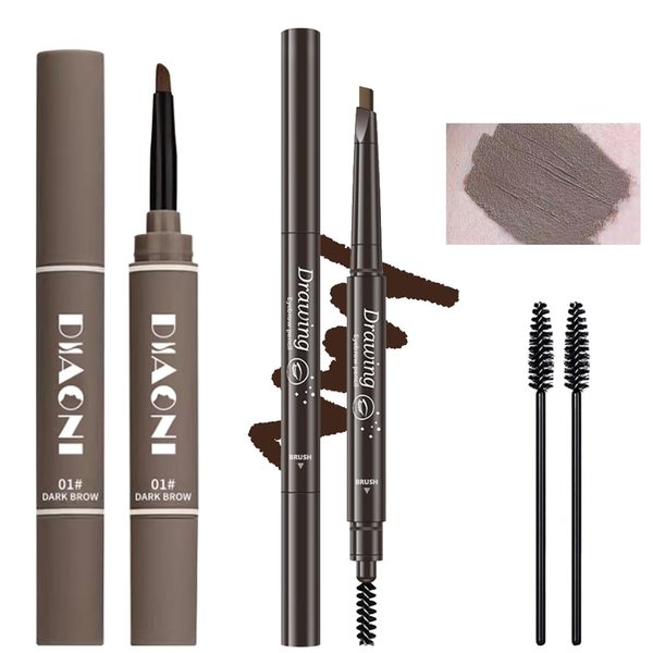 Generic 2 Different Eyebrow Cream,Eyebrow Pencil, with Eyebrow Brushes, Eye Makeup Long Lasting Waterproof and Smudgeproof Natural Looking Brows, Dark Brown