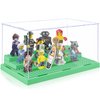 Mlikero Display Case for Minifigures Action Figures Blocks, Clear Acrylic Minifigure Display Case Box Storage, Dustproof Showcase with 3 Movable Steps Gift for Kids, Green…