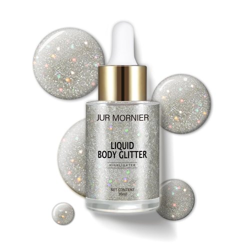 JUR MORNIER Custom Enhancer Drops Liuid Highlighting,30Ml Illuminator Face And Body Makeup,Long Lasting,Cruelty Free Formula (02-Silver, 30ml)
