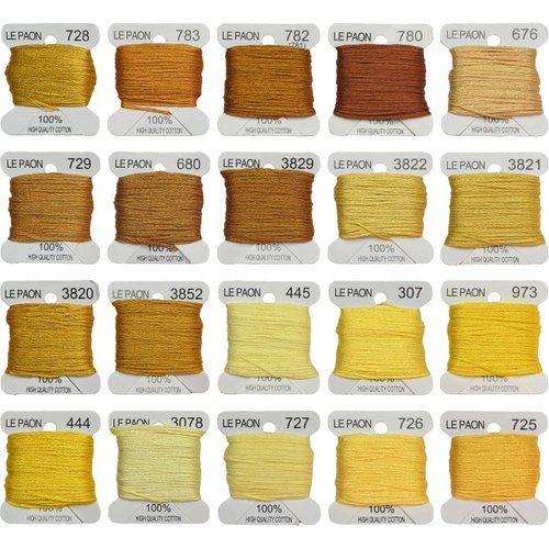 Premium Rainbow Color Embroidery Floss bobbins - Cross Stitch Threads - Friendship Bracelets Floss - Crafts Floss - 20 Bobbins Per Pack Embroidery Floss, Old Gold Gradient