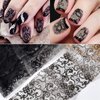 10 Rolls Retro Holographic Nail Foil Transfer Stickers Black Lace Laser Foils Nail Art Supplies Starry Paper Designs for Acrylic Decorations Women DIY Nail Arts Manicure Wraps Charms