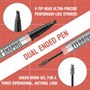 Microblading Eyebrow Pen,2-in-1 Eyebrow Pen and Sealing Brow Gel,4-Fork-Tip Eyebrow Pencil,Waterproof Eyebrow Pencil,Long-Lasting Eyebrow Brush Eyebrow Pencil for Natural Looking (Black)