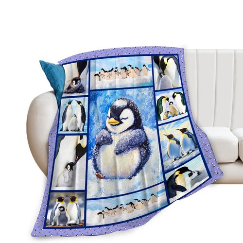 Penguin Blanket Penguin Gifts Animal Penguin Decor Pictures Snow Penguin Throw Blanket for Sofa Couch Bed Living Room Soft Warm Cozy for Adults Kids Men Women 40"x50"