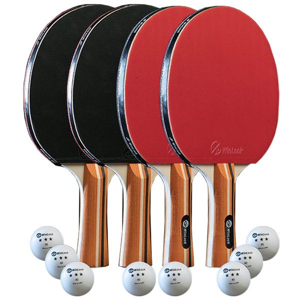 JP WinLook Ping Pong Paddles Sets of 4 - Portable Table Tennis Paddle Set with Ping Pong Paddles Professional Case & Ping Pong Balls. Premium Table Tennis Racket Player Set for Indoor & Outdoor Games