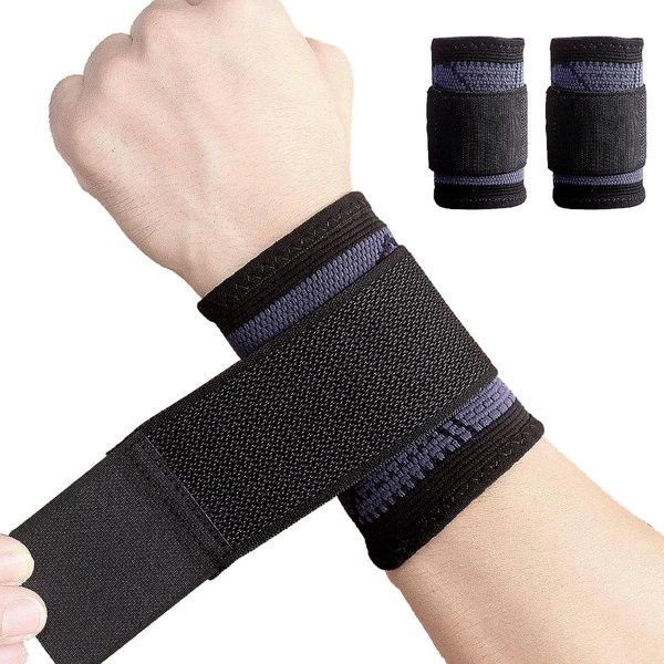 YUNYILAN 2 Pack Wrist Brace Carpal Tunnel, Wristbands Compression Wrist Strap, Wrist Wraps Support Sleeves for Work Fitness Weightlifting Sprains Tendonitis Pain Relief Breathable (Black, M)