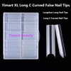 Yimart Long C Curved False Nail Tips - C Curved Nail Tips - Long C Curve False Nails - 200pcs/box XL C Curve Fake Nails Premium Square French Acrylic Nail Tips (Clear With Box)