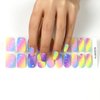 WOKOTO 20 Pcs Aurora Colorful Semi Cured Gel Nail Strips with Nail File & Wooden Stick Rainbow Gradient Color Semicured Nail Polish Strips Uv Gel Nail Polish Stickers Full Nail Wraps for Women