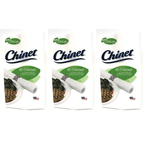 Chinet Classic White Premium Dinner Napkins, 2 Ply, 40 Count (Pack of 3)