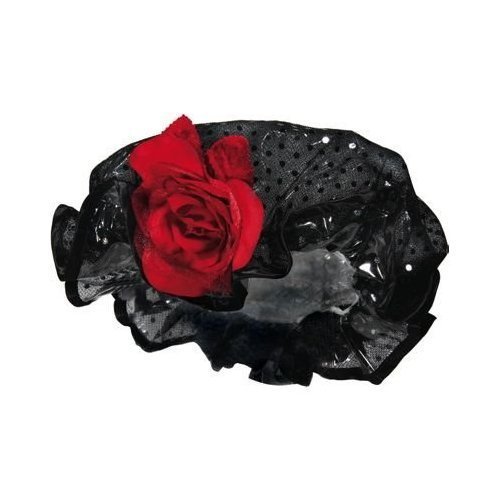 Kingsley Shower Cap Black With Red Rose
