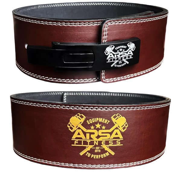 Arsa Fitness Weightlifting Adjustable Lever Belt for Men & Women Leather Weight Belt for Powerlifting Back Support Workout Deadlifts Squats 10MM Thickness 4" Width Royal Oak (MEDIUM)