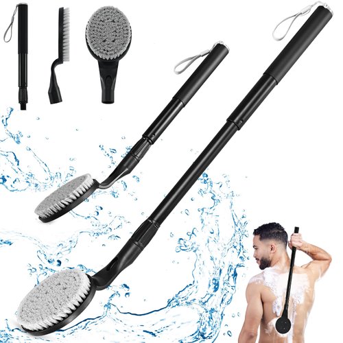Back Scrubber Anti Slip for Shower, 25.7” Telescopic Back Bath Brush for Shower, Back Scrubber, Exfoliation and Improved Skin Health for Elderly with Limited Arm Movement, Disabled