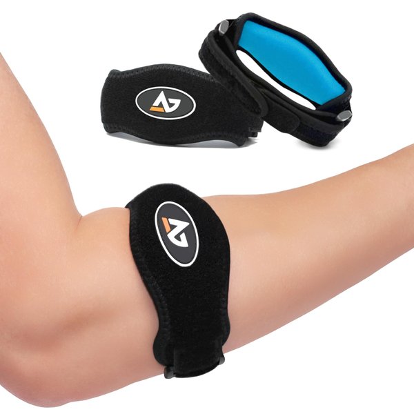 AetherGear Tennis Elbow Brace (2 pack) for Tendonitis, Forearm Brace Support Band with Compression Pad and Elbow Strap Wrap for Golfers and Tennis Elbow and Bursitis Elbow Brace for Women and Men