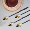 HISSF Iced tea spoons, 18/10 Stainless Steel Stirring Spoons, Leaf Shaped Spoon, 8.66inch (Black & Gold, 4 Pcs)
