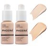 2 Pack PHOERA Foundation Makeup For Older Women,Flawless Soft Matte Liquid Foundation 24 HR Oil Control Concealer Foundation Makeup(101 Porcelain+102 Nude)