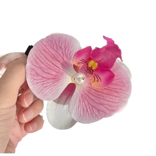 1pc Pink Orchid Flower Hair Clip,Sweet Hair Clip Clips for Women and Girl,Cute Pink Orchid Side Barrettes Elegant Suitable for Wavy, Curly, Straight Hair, Barrettes Hair Accessories