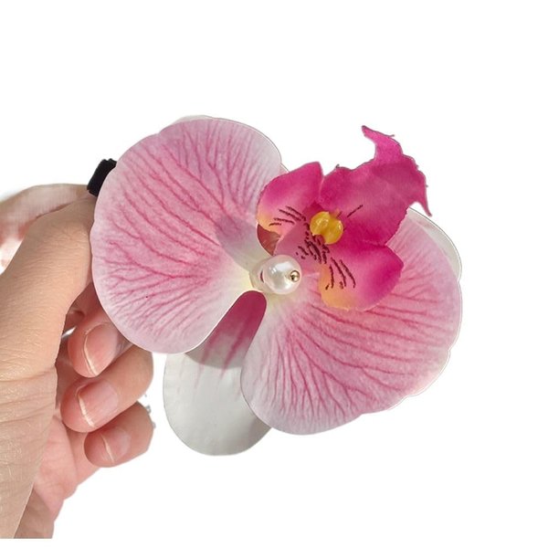 1pc Pink Orchid Flower Hair Clip,Sweet Hair Clip Clips for Women and Girl,Cute Pink Orchid Side Barrettes Elegant Suitable for Wavy, Curly, Straight Hair, Barrettes Hair Accessories