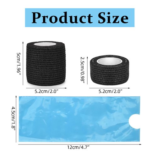 BAMTTOO Blue Tattoo Pen Covers with Grip Tapes 200pcs Tattoo Machine Bags 4pcs Tattoo Bandage Grip Wrap Pen Bags Machine Covers Tattoo Pen Sleeves Tattoo Supplies (200pcs Pen Bags+4pcs Grip Tape)