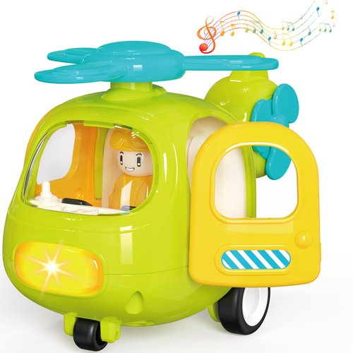 Yerloa Kids Airplane Toys for Toddlers 1-3 Helicopter Toy Planes 2-4 Birthday Gift for 1 2 3 4 Year Old Boy w/Music & Lights Outdoor Toys Push Go Car Construction Vehicle Outside Baby Sand Beach Truck