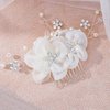 Foyte Crystal Flower Hair Comb Wedding Headpiece Silver Rhinestone Hair Piece Bride Pearl Hair Accessories for Women