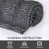 NICETOWN Grey Bathroom Rug, Extra Thick Indoor Outdoor Durable Doormat for Front Door, Anti-Slip Soft Plush Chenille Shaggy Bath Living Room Bedroom Mat, Water Absorbent Floor Carpet (1 PC, 47 x 17)