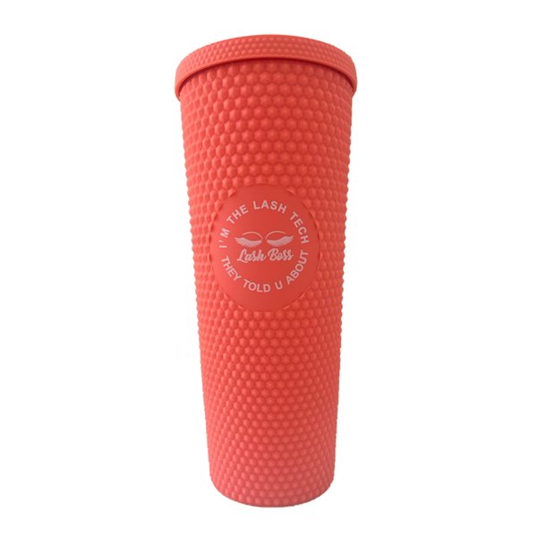 THE LASH SUPPLY 24 Oz Stainless Steel Tumbler with Rhinestones Features, Matte Colors Studded Tumbler, Portable Lighweight and Fashionable Studded Tumbler with Pink, Rainbow, Pink Ombre Colors