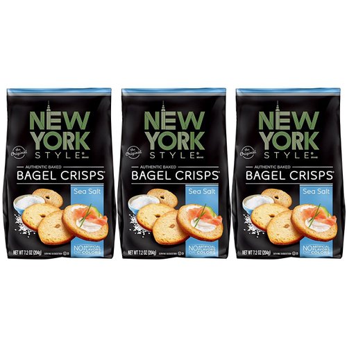 New York Style Bagel Crisps, Sea Salt, 7.2 Ounce (Pack of 3)